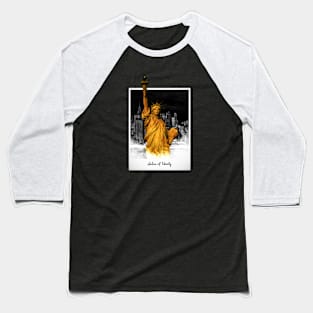 Gold Statue of Liberty Baseball T-Shirt